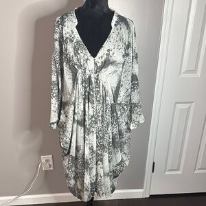 Monochrome Abstract Print Dress